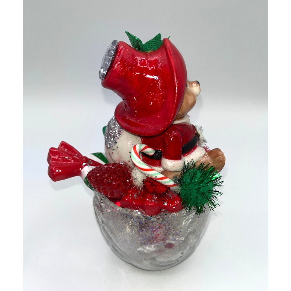Vintage Christmas Candy Cane Santa Bear Santa Paws here,I've got the stash! OOAK - Picture 10 of 16
